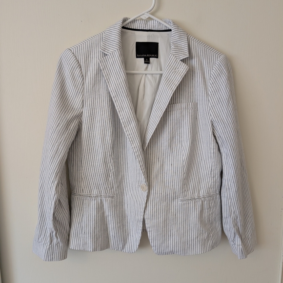 Banana Republic Jackets & Blazers - Banana Republic Womens 8 Linen Cotton Striped Blazer Sport Coat Preppy Classic
